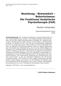 Die Funktional Analytische Psychotherapie (FAP)