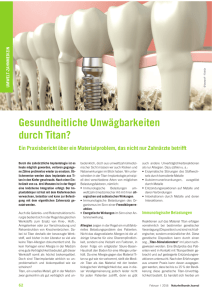 Gesundheitliche Unwägbarkeiten durch Titan?