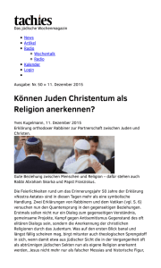 Können Juden Christentum als Religion anerkennen?