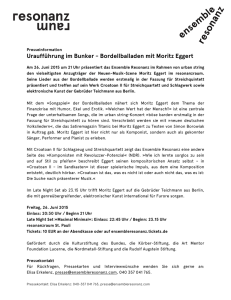 Uraufführung im Bunker - Bordellballaden mit Moritz Eggert