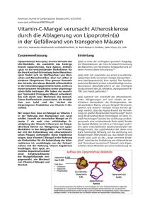 Vitamin-C-Mangel verursacht Atherosklerose durch die Ablagerung