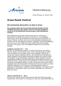 Medienmitteilung Arosa Musik Festival