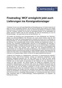 Finetrading: WCF ermöglicht jetzt auch Lieferungen ins