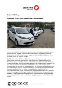 Pressemitteilung CCUnirent liefert Elektromobilität in Langzeitmiete.