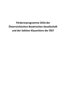 Förderprogramm 2016 - Österreichischen Buiatrischen Gesellschaft