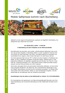Mobile Saftpresse kommt nach Büchelberg Naturschutzgro ßprojek t