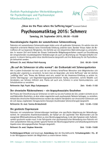Psychosomatiktag 2015: Schmerz - ÄPK Ärztlich