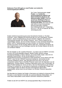 Boltzmann Preis 2015 geht an Josef Pradler vom Institut für