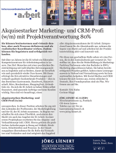 Akquisestarker Marketing- und CRM-Profi (w/m)