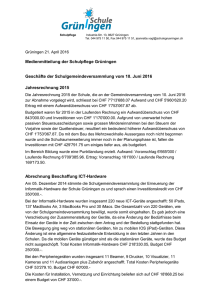 Medienmitteilung der Schulpflege Grüningen Geschäfte der