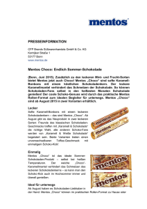 PRESSEINFORMATION Mentos Choco: Endlich Sommer