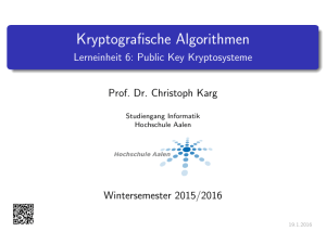 Public Key Kryptosysteme - Prof. Dr. Christoph Karg