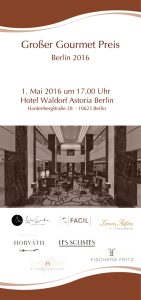 Großer Gourmet Preis - Waldorf Astoria Berlin
