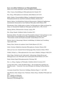 Kurze Auswahlliste Publikationen zur Philosophiedidaktik (Diese