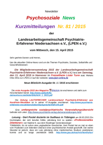 Psychosoziale News Kurzmitteilungen Nr. 81 / 2015