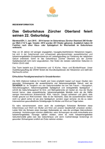 Medieninformation - Geburtshaus Zürcher Oberland