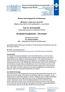 Prof. Dr. Gerd Ganteför Die globale Energiewende – eine Utopie?