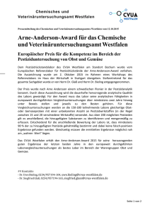 Arne-Anderson-Award für das Chemische und - CVUA