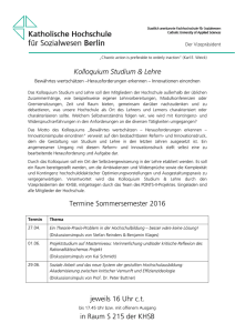 Kolloquium Studium & Lehre Termine Sommersemester