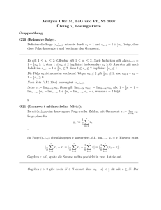 Analysis I für M, LaG und Ph, SS 2007 ¨Ubung 7, Lösungsskizze