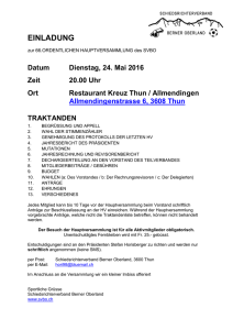 Datum Dienstag, 24. Mai 2016 Zeit 20.00 Uhr Ort Restaurant Kreuz
