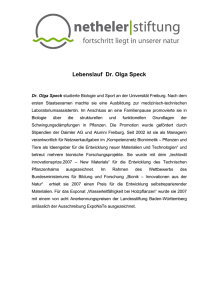 Lebenslauf Dr. Olga Speck - Dr. Heinrich Netheler Stiftung
