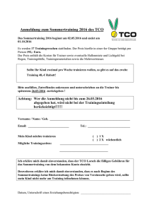 Anmeldung TCO Sommertraining 2016