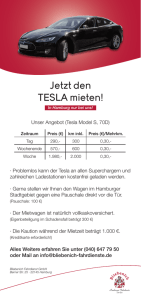 Jetzt den TESLA mieten! - Bliebenich Fahrdienste GmbH