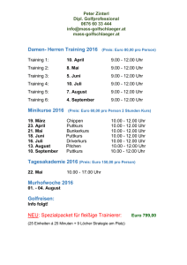 Damen- Herren Training 2016 (Preis: Euro 80,00 pro Person