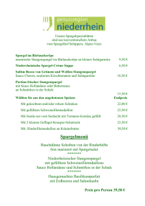 Spargelkarte 2016 Restaurant Lippeschlösschen