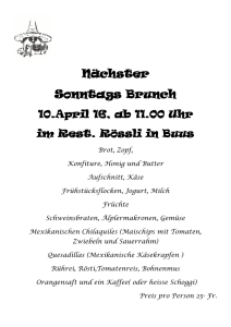 Nächster Sonntags Brunch - Restaurant Rössli Buus