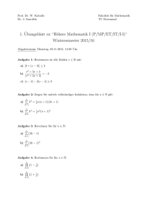 1.¨Ubungsblatt zu “Höhere Mathematik I (P/MP/ET/IT/I