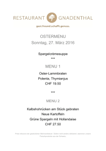 Oster-Menu - Restaurant Gnadenthal