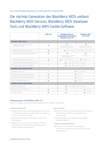 BlackBerry MDS Services, BlackBerry MDS Developer Tools und