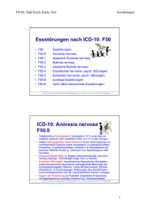 Essstörungen nach ICD-10: F50 ICD