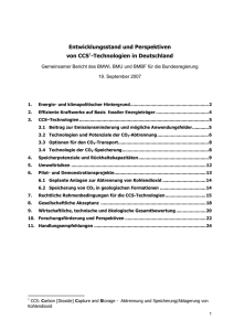 Entwicklungsstand und Perspektiven von CCS