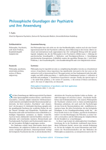 Philosophische Grundlagen der Psychiatrie und ihre Anwendung