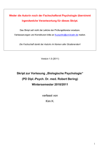 Skript zur Vorlesung „Biologische Psychologie“ (PD Dipl.