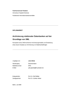 Archivierung relationaler Datenbanken auf der Grundlage von XML