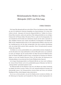 Melodramatische Motive im Film Metropolis (1927) von Fritz Lang