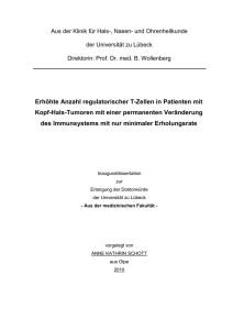 Erhöhte Anzahl regulatorischer T-Zellen in Patienten mit Kopf