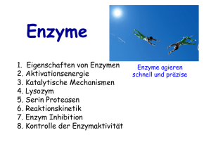 1. Eigenschaften von Enzymen 2. Aktivationsenergie 3. Katalytische