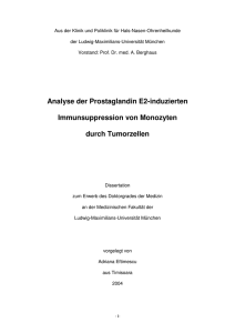 Analyse der Prostaglandin E2-induzierten Immunsuppression von