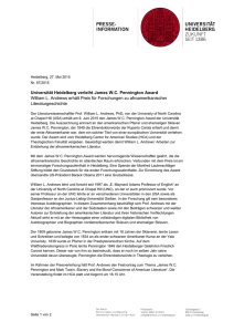 Universität Heidelberg verleiht James W.C. Pennington Award