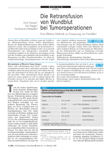 Die Retransfusion von Wundblut bei Tumoroperationen