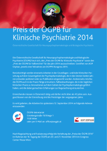 Preis der ÖGPB für Klinische Psychiatrie 2014