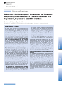 Prävention blutübertragbarer Krankheiten auf Patienten