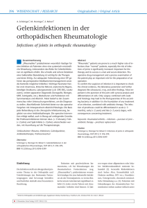 Gelenkinfektionen in der orthopädischen Rheumatologie
