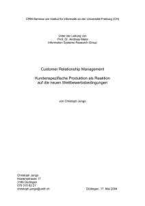 Customer Relationship Management Kundenspezifische Produktion