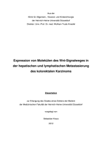 Expression von Molekülen des Wnt-Signalweges in der hepatischen